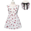 MUABABY 2-7T Girl Dress Baby Kids Summer Flower Cherry Backless Sundress Girl Cotton Sleeveless Princess Beach Casual Dresses
