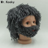 Mr.Kooky Wig Beard Hats Hobo Rasta Caveman Handmade Knitted Warm Winter Caps Baby Boy Girl Halloween Gift Funny Children Beanies