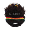 Mr.Kooky Wig Beard Hat Rasta Beanie Caveman Bandana Handmade Crocheted Gorro Winter Men's Halloween Costume Funny Birthday Gifts
