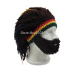 Mr.Kooky Wig Beard Hat Rasta Beanie Caveman Bandana Handmade Crocheted Gorro Winter Men's Halloween Costume Funny Birthday Gifts