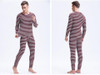 Mr.Gun Men Striped Long Johns Underwear Set Winter Suits Round Neck Base Layer for Man Thermo Underwear Warm Intimates Fashion