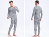 Mr.Gun Men Striped Long Johns Underwear Set Winter Suits Round Neck Base Layer for Man Thermo Underwear Warm Intimates Fashion