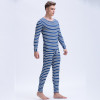 Mr.Gun Men Striped Long Johns Underwear Set Winter Suits Round Neck Base Layer for Man Thermo Underwear Warm Intimates Fashion