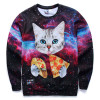 Mr.1991INC New Galaxy 3d sweatshirts for men/women casual hoodies funny print stars night cat eating Pizza hoodies
