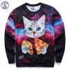 Mr.1991INC New Galaxy 3d sweatshirts for men/women casual hoodies funny print stars night cat eating Pizza hoodies