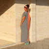 2018 Summer Fashion Patchwork Color Women Elegant Dresses Plus Size Loose Maxi Dress Casual Beach Tunic Vestido D28-AB-43