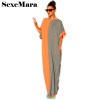 2018 Summer Fashion Patchwork Color Women Elegant Dresses Plus Size Loose Maxi Dress Casual Beach Tunic Vestido D28-AB-43