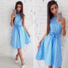 2018 summer fashion ladies Dot print sleeveless dress women elegant Knee-Length dresses casual boho beach belt vestidos