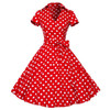 2018 Summer Dress Women Polka Dot Dress Vintage Rockabilly Swing Feminino Vestidos V Neck Short Sleeves Retro Party Dresses