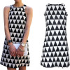 2018 Summer Clothes Women Sleeveless Dresses Fashion Sexy A-line Tank Dresses Triangle Pattern Mini Dresses Casual Slip Dresses