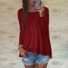 2018 Spring ZANZEA Women Blusas Casual Loose Elegant T Shirt Long Sleeve Shirt Lace Crochet Embroidery Hem Female Tops Plus Size