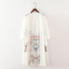 2018 Spring Women ink floral print long kimono shirt ladies loose Linen blouse Casual 3/4 sleeve blusas tops Z147