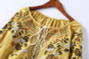 2018 Spring Women Fashion Cotton Shirt Casual Summer Floral Embroidery Lace-up O-neck Blouse Shirt Ladies Casual Boho Tops