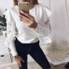 2018 Spring Woman Blouse Long Sleeve Shirt Tops Tee Shirts Ruffle Lace Splice Office Ladies Blusas WS5317U