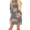 2018 Spring Winter Floral Printed Dress Female Long Sleeve Mini Dresses Vestido De Festa Cotton Casual Plus Size Vestidos 3Color