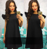 2018 Spring Summer Women Solid color A-Line Dress Loose O-Neck Ruffles Short Sleeve Beach Party Dress Mini Dress Vestidos