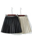 2018 SPRING summer new pleated leather skirt black leather pu pleated skirt waist skirt female A blackgirls tide under skirt