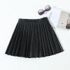 2018 SPRING summer new pleated leather skirt black leather pu pleated skirt waist skirt female A blackgirls tide under skirt