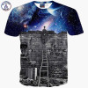 Mr.1991INC New Europe and American Men/boy T-shirt 3d fashion print A person watching meteor shower Space galaxy t shirt
