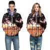 Mr.1991INC Hot Fashion Harajuku Sweatshirts Men/women 3d Hoody Print Nightfall Seaside Coconut Trees Hooded Hoodies