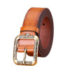Lucidity Retro Belts Women Casual Embossing PU Leather Belt Ladies Fashion All-Match Pin Buckle Belt Female 110cm-115cm
