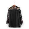 LQ82  autumn women stand collar gorgeous  tiny floral embroidery black dot  shirt blouse ladies elegant pullover blouses tops