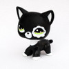 lps toy #2249 black standing short hair cat animal pet shop kitty white flower eyes