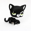 lps toy #2249 black standing short hair cat animal pet shop kitty white flower eyes