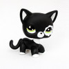 lps toy #2249 black standing short hair cat animal pet shop kitty white flower eyes