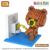 LOZ Figures Brown Bear WC Pee Urinate Box Diamond Block Toys Builds Cartoon Fun Small Bricks Cube DIY Animal Anime Figurine 9430
