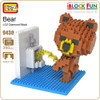 LOZ Figures Brown Bear WC Pee Urinate Box Diamond Block Toys Builds Cartoon Fun Small Bricks Cube DIY Animal Anime Figurine 9430