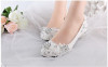 Low high heels bridal wedding shoes white rhinestones lace wedding pumps shoe for spring summer bridesmaid shoes XNA 242