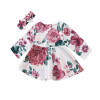 Baby Girls Long Sleeve Floral Dresses 2PCS Outfits 2017 New Bebes Kids Casual Dress For Girls Cute Fall Vestidos+Headband 0-24M