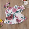 Baby Girls Long Sleeve Floral Dresses 2PCS Outfits 2017 New Bebes Kids Casual Dress For Girls Cute Fall Vestidos+Headband 0-24M