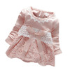 Baby Girls Lace Flower Dresses Sweet Crochet Long Sleeve Bow knot Summer Floral Cotton Hollow out Dress little vestido infantil