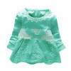 Baby Girls Lace Flower Dresses Sweet Crochet Long Sleeve Bow knot Summer Floral Cotton Hollow out Dress little vestido infantil
