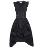Belle Poque Women Sleeveless V-Neck Lace-up Corset Ruffle Dress 2017 Retro Vintage Steampunk Black Punk Gothic Victorian Dress