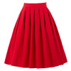 Belle Poque Women jupe 2017 Summer Cotton High Waist Womens Office Vintage Pleated Midi Skirts Black Red Skater Short Mini Skirt
