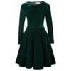 Belle Poque Winter Velvet Dress 2017 Big Swing Long Sleeve Green Tunic Elegant Women Clothing Casual Retro Vintage Party Dresses