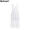 BeAvant v neck sexy lace summer dress women Strap button casual white dress female Streetwear backless midi dress vestidos 2018 BeAvant v neck sexy lace summer dress women Strap button casual white dress female Streetwear backless midi dress vestidos 2018
