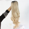 BeautyTown Heat Resistant Hair Black Root Ombre Blonde Two Tone Color Natural Wave Daily Synthetic Lace Front Wig For Gift