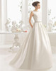 Beauty-Emily Ivory Stain Wedding Dresses 2018 Beads Bow Floor-Lenth Court Train O-Neck Backless Bridal Gown Party Dresses