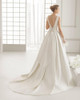 Beauty-Emily Ivory Stain Wedding Dresses 2018 Beads Bow Floor-Lenth Court Train O-Neck Backless Bridal Gown Party Dresses