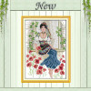 Beauty flowers poppy window painting counted printed on canvas DMC 11CT 14CT kits chinese Cross Stitch embroidery needlework Set