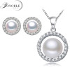 Beautiful wedding freshwater natural real pearl jewelry set 925 silver women white bridal jewelry sets pearl earring gift