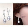 Beautiful natural white 925 sterling silver drop earrings for monther gift,wedding freshwater pearl earrings jewelry pink purple