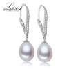 Beautiful natural white 925 sterling silver drop earrings for monther gift,wedding freshwater pearl earrings jewelry pink purple