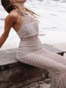 Beautiful Halter Net Woven Slim Fit Maxi Dress