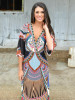 Beautiful Floral-Print Half Sleeve V Neck Bohemia Maxi Dress