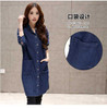 New 2014 Spring Autumn European Vintage Long Denim Trench Coat for Women Jeans Shirt Fashion Windbreaker Female Free ship B1321